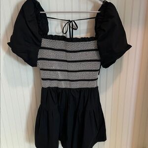Anthropologie Black and White Puff Sleeve Dress - summer 2025